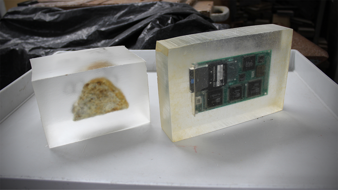 These creative embedments are awaiting their polish and final preparations.